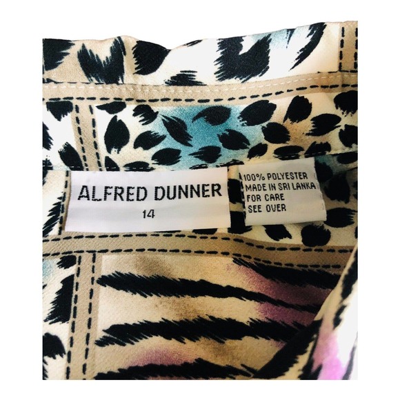 2686 VTG Alfred Dunner Animal Print Collard Button Up Blouse Sz 14 - Picture 6 of 10